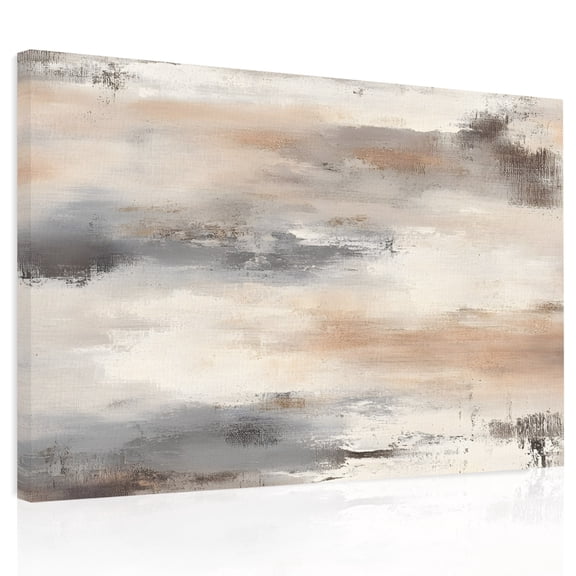 Gray Brown Oil Painting Canvas Print Wall Art, Abstract Art Watercolor Wall Decor Modern Artwork Paintings Pictures for Living Room Framed and Stretched Ready to Hang, 24" x 32"