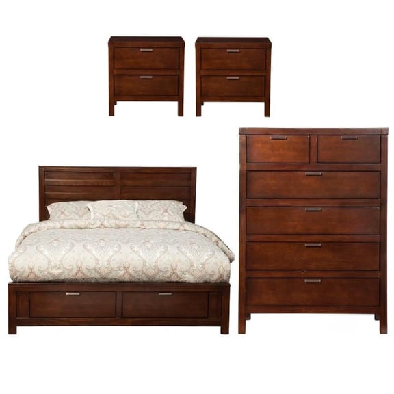 Home Square 4 Piece Set with Nightstand Eastern King Storage Bed & Chest