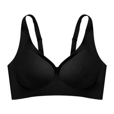 

KaLI_store Sports Bras for Women High Support Wireless Lightly Lined Cups Wide Straps Full Coverage Minimizer Bra Black XL