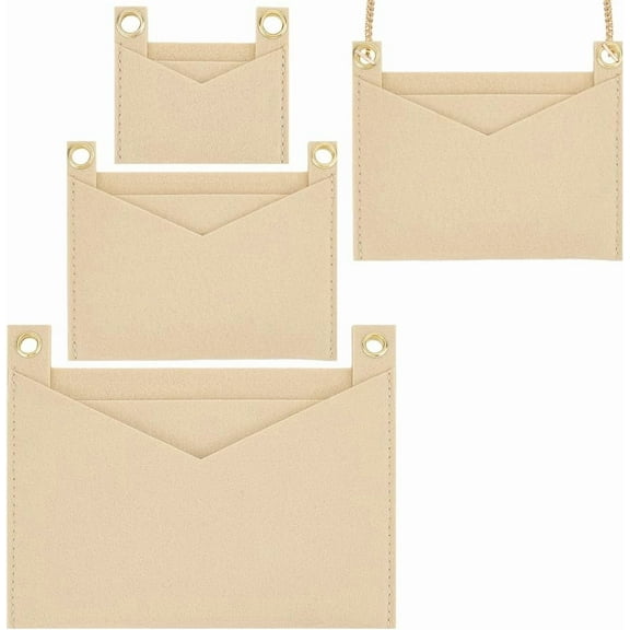 1Set 3Pcs 3 Styles Felt Purse Organizer Insert Mini Envelope Handbag Shaper Premium Felt Bag Accessories with Iron Grommets Rectangle Blanched Almond 8.2~17.5x9.1~22x0.65~0.7cm Hole: 10mm 1pc/style