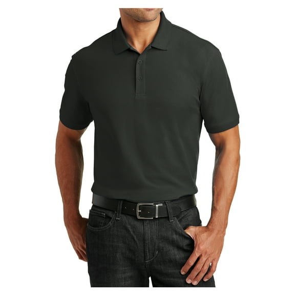 Mens Short Sleeves Tall Core Classic Cotton/Polyester Pique Polo for Everyday Wear Deep Black LT
