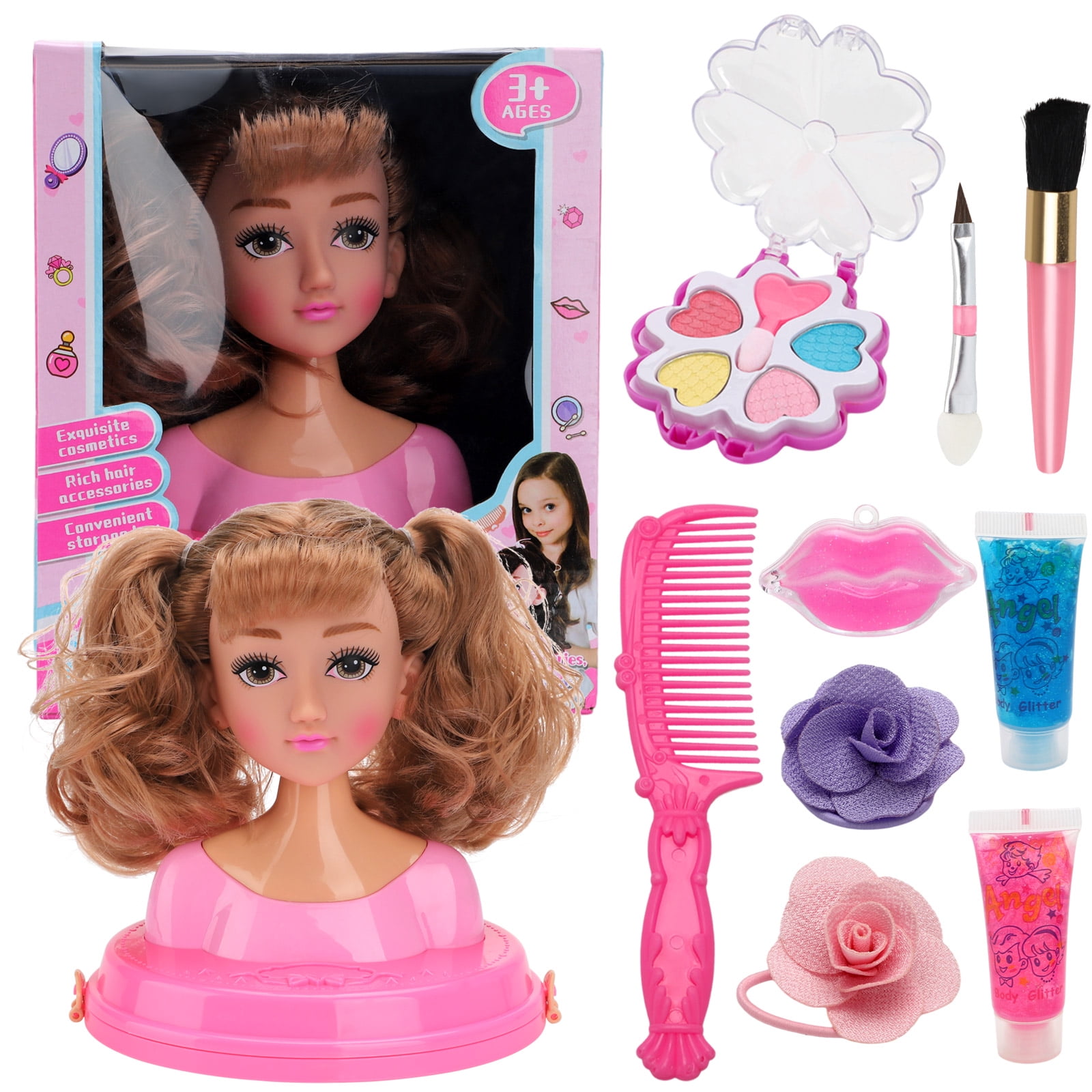 barbie styling head with makeup