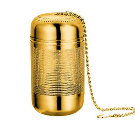 

Reusable for Loose Tea with Chain Hook Separation Residue 316 Stainless Steel Tea Strainers Tea Infuser Tea Ball Tea Steeper GOLD L