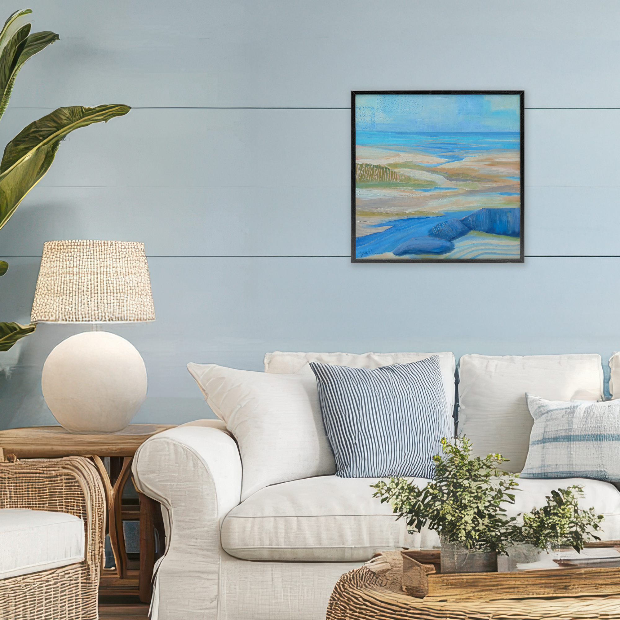 Stupell Industries Low Tide Azure Dunes Black Framed Giclee Art, design by Lynn Ericson Fine Art