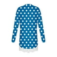 thumbnail image 6 of aohooy Little Girl Shirts Polka Dot Long Sleeve Crewneck Tunic Lace Trim Hem Trendy Blouses Cute Fall Pullover Loose Soft Tops Blue,12-13Years, 6 of 6