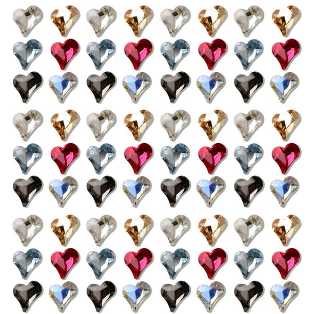 120 piezas de diamantes de imitación con parte trasera plana, gemas iridiscentes en forma de corazón, piedras preciosas para ojos, dijes de uñas para manualidades, cristales de vidrio para