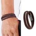 thumbnail image 2 of Fdelink Ms Bracelet Braided Bracelet Made of Leather in Black Or Brown â Men's Bracelet with Clasp Made of Stainless Steel Leather Bracelet Men Including Extra Link Coffee, 2 of 9