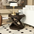 thumbnail image 4 of FFZ Retro Round Wooden End Table, Sofa Side Table with X-shape Base for Family Dining or Living Room. Espresso, 4 of 6