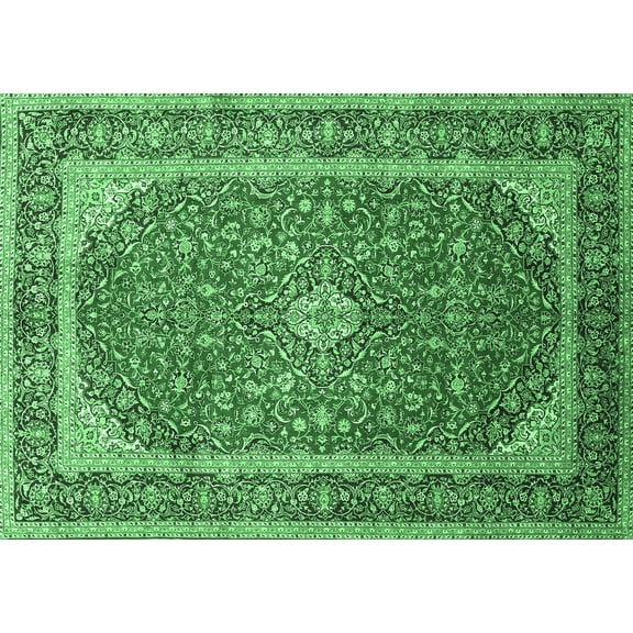 Ahgly Company Indoor Rectangle Persian Emerald Green Traditional Area Rugs, 5' x 7'