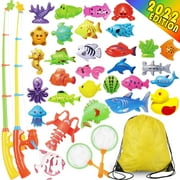 40 Pcs Magnetic Fishing Toys Game Set Learning Education Fishin' Bath Toys for Kids in Bathtub Pool Bath time
