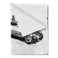 thumbnail image 2 of Cars Soft Flannel Fleece Throw Blanket, Vintage Racing Cars Hand Drawn Style Group Nostalgic Automobile Sketch Artwork, Cozy Plush for Indoor and Outdoor Use, 60" x 80", Black White, by Ambesonne, 2 of 5