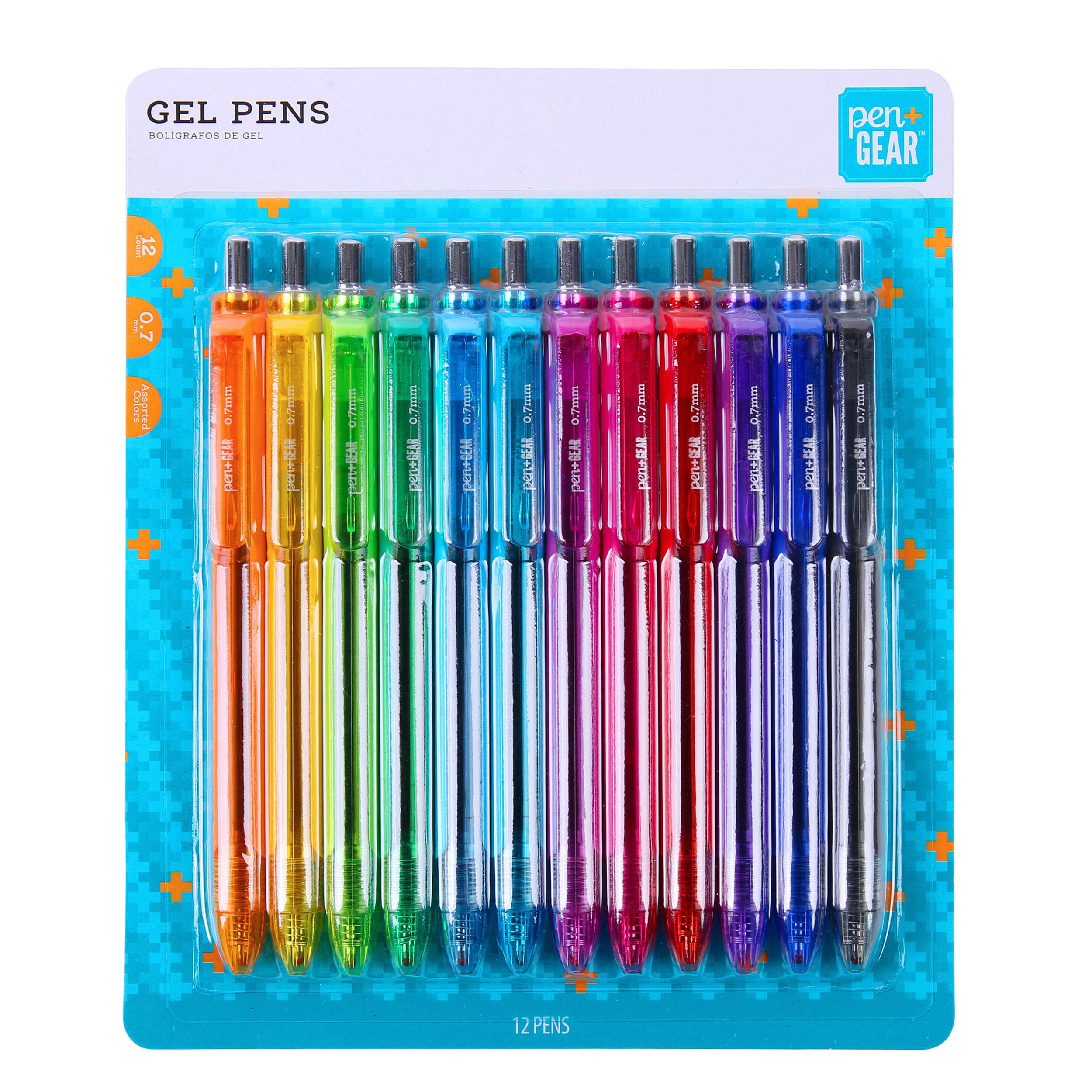 Pen+Gear Retractable Gel Pens, Assorted Colors, 0.7mm, 12 Count