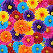36 Pcs Mexican Paper Flowers Colorful Fiesta Tissue Paper Flowers Pom Poms Me...