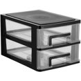 thumbnail image 3 of Plastic Drawer Type Closet Double Layer Storage Cabinet Multifunction Storage Bins Rack Organizer for Office Jewelry Home Container (Black and Transparent), 3 of 8