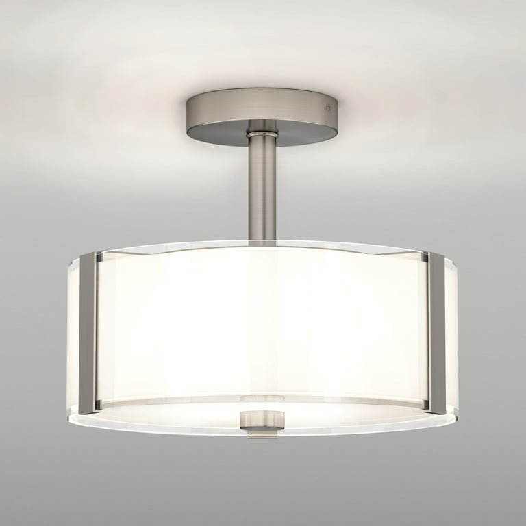 Artika Subway Ceiling Light Semi Flush Mount Light Fixture Brushed Nickel Light Bulb Included