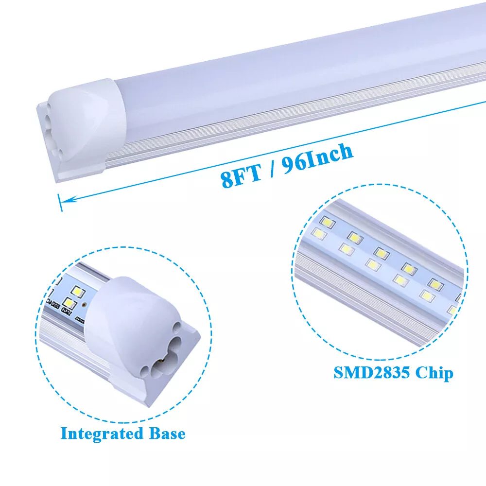 (12-Pack), 8FT LED Shop Light Fixture, Super Bright 100W 6000K Cold White 15000LM, 8 Foot Led Lights, Flat 2 Rows Flat Shape 96" LED Shop Lights,Linkable T8 LED Tube Lights for Garage Warehouse