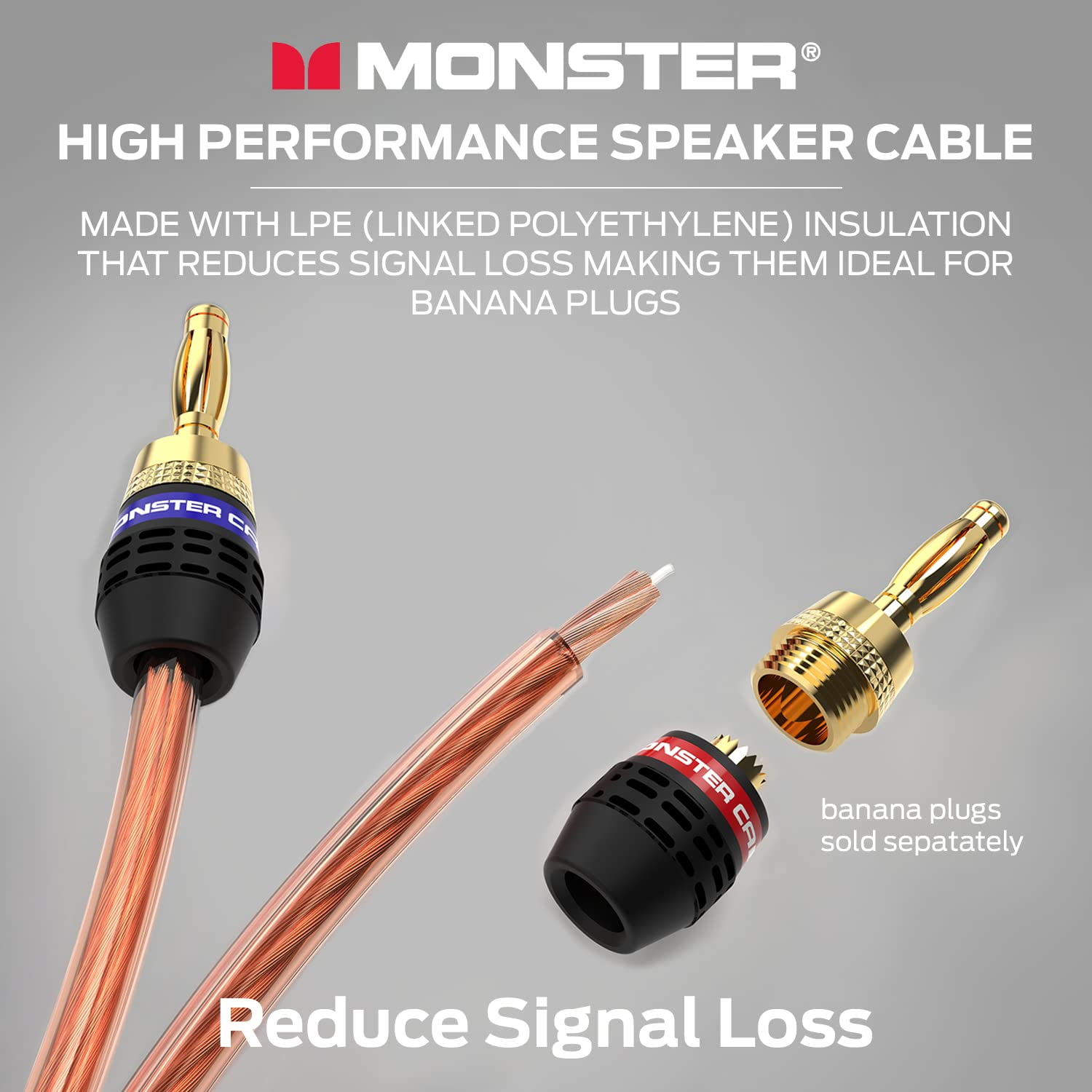 Monster XP Copper Clad Aluminum (CCA) Speaker Wire Cable 100 FT