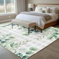 thumbnail image 4 of 5'x7' Area Rugs for Living Room Bedroom, Eucalyptus Leaves Washable Rug Carpet Runner Indoor Outdoor, Spring Daily Flowers Plants Gray Plaid Non Slip Floor Mats Area Rug for Kitchen, Nursery, 4 of 8