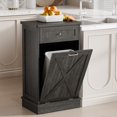 thumbnail image 7 of Tolead Kitchen Single Trash Cabinet Tilt Out Free Standing Storage Can with Hideaway Drawer and Countertop, Wood, Gray, 7 of 7