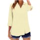 thumbnail image 1 of Mujeres 3/4 Manga Tops Y Blusas Color Sólido Turndown Cuello en V Suéter, 3/4 Manga Tops Casual para las Mujeres Suave Blusa de Poliéster, Ligero Primavera Verano Camiseta de Moda, 1 of 5