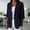 Navy, variant on LEKODE Women Cotton Linen Single Button Blazer, Notched Lapel 3/4 Cuffed Roll Sleeve Loose Casual Suit Jacket with Dual Front Storage Pockets Brown L