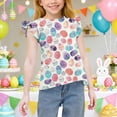 thumbnail image 2 of MKOSPLRT Toddler Girls' Easter Bunny Ruffle Hem Top Flutter Sleeve Crewneck Graphic Tees Soft Cotton Shirt for First Easter 12 Years, 2 of 7