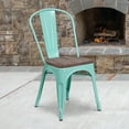 thumbnail image 2 of Flash Furniture Tenley Mint Green Metal Stackable Chair with Wood Seat, 2 of 7