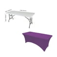 thumbnail image 3 of Gowinex Purple 6ft Open Back Spandex Fitted Stretch Tablecloth Table Cover, 3 of 6