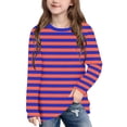 thumbnail image 2 of UQJfacai Girls Striped Long Sleeve T Shirts Kids Summer Oversized Tops Color Block Cute Casual Crewneck Tees 3-14 Years, 2 of 8