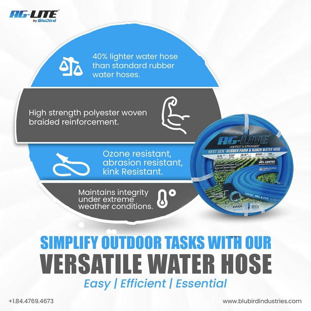 Blubird Ag-Lite 1 Inch X 6 Ft. Rubber Lead In Water Hose