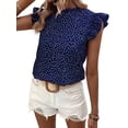 thumbnail image 4 of Hibeli Women Dot Print Sleeveless Ruffle Collar Pullover Top, 4 of 7