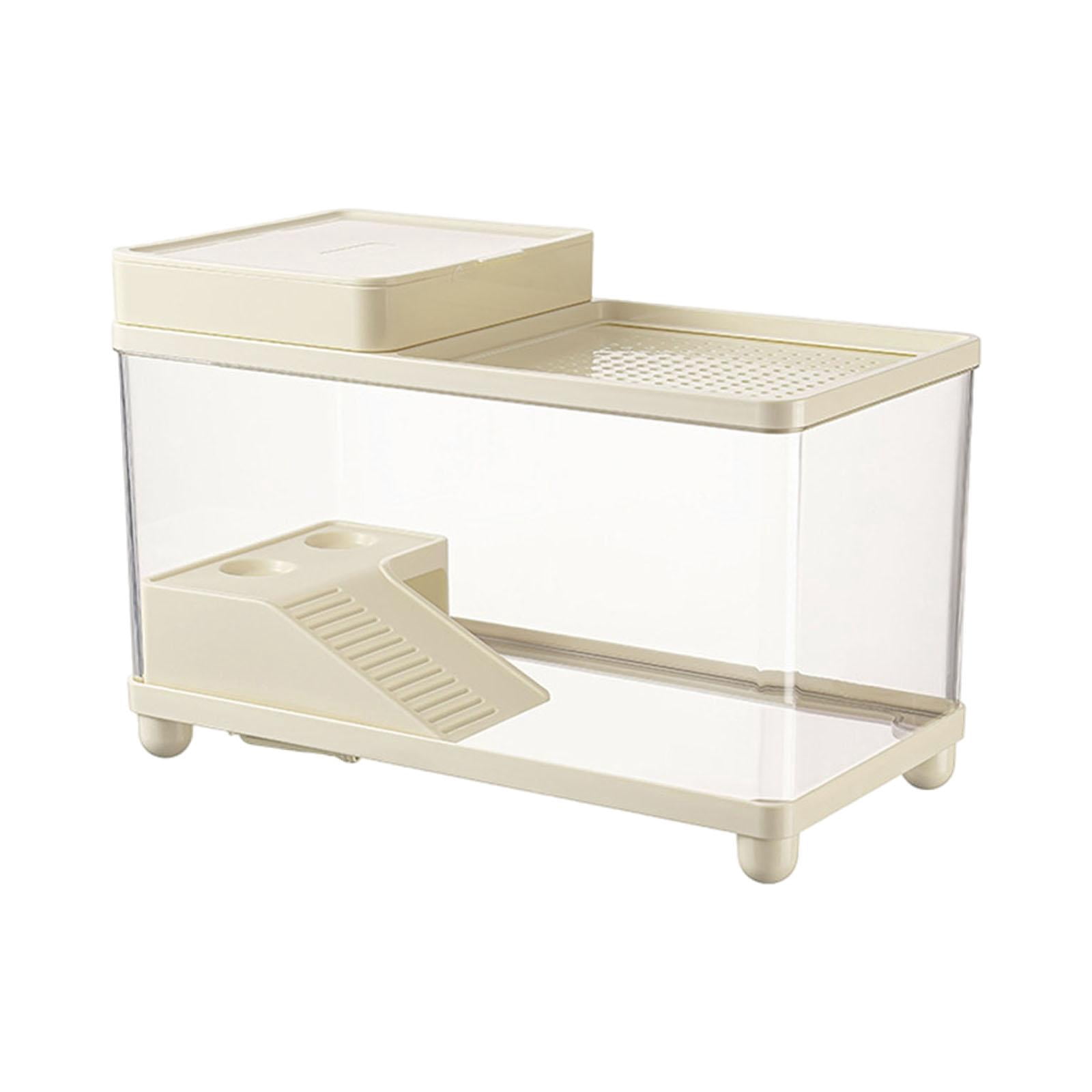 CarpNettore Large Turtle Tank Clear Terrarium Spacious Sturdy Turtle Habitat Reptile Habitat Beige