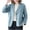 Blue, variant on Womens Blazer Casual Solid Cotton Linen 3/4 Sleeve Laple Work Coat Button down Jacket Tops with Pocket