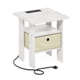 thumbnail image 2 of Furinno Andrey USB and Type-C Port Charging Station End Table with Storage Bin, Marble White/Ivory, 2 of 6