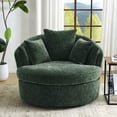 thumbnail image 4 of BRILHAMEZ Modern Oversized 360° Swivel Accent Chair, Lambswool Fabric Round Cuddle Chair Single Sofa Lounge Chair for Living Room, Green, 4 of 9