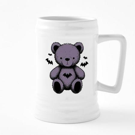 

CafePress - Batty Bear Purple - 25 Ounce Ceramic White Beer Stein Mug