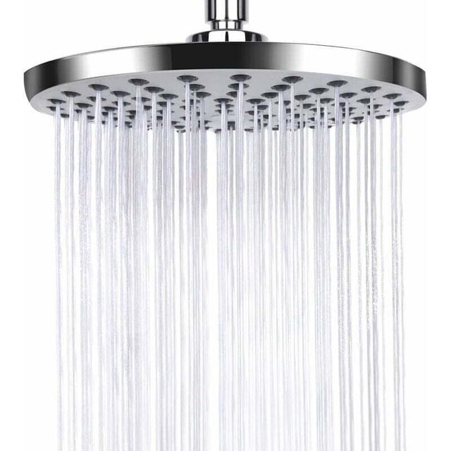 Anti-Limescale Shower Head, Stainless Steel Shower Head, Rain Shower Head, Water Saving and High Pressure Fixed Shower Head for Bathroom, Silver