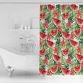 thumbnail image 2 of Shower Curtain, Summer Watermelon Flowers Waterproof Shower Curtain Set with Hooks for Bathroom Showers,Stalls and Bathtubs,36x72In Watercolor Green Leaves, 2 of 9