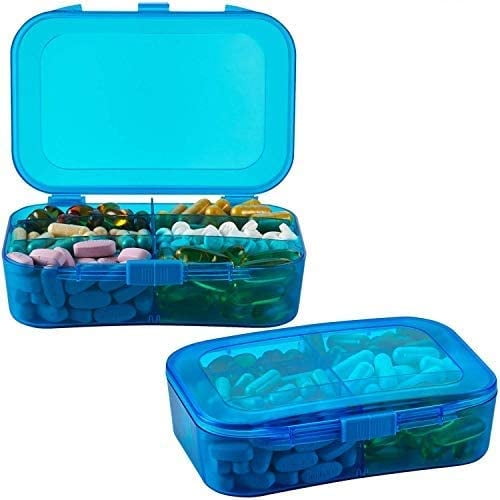 Pill Organizer Case (Pack of 2) Portable 6 Compartment Daily Travel