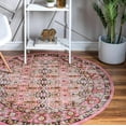 thumbnail image 5 of Unique Loom Lucerne Collection Area Rug - Musegg (5' 3" Round Pink/Brown), 5 of 11
