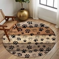 thumbnail image 3 of Brown Beige Round Rug 7ft Washable Circle Rugs Non Slip Rustic Farmhouse Dog Paw Vintage Large Area Rug Indoor Floor Carpet for Bedroom Kitchen Living Room Home Office Dining Room Nursery, 3 of 8
