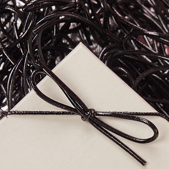 6 Inch Black Metallic Stretch Loops With Bow - 100 Pack