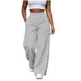 thumbnail image 3 of JIAYUE Women's Pants Casual Solid Color Drawstring With Pockets Button Design And Side Slit Long Sweatpants For Daily Lightweight Fashion Beach Vocation Wear, 3 of 9