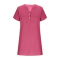 thumbnail image 4 of ZQUUVOU Women's Casual Dress Short Sleeve V-Neck Button Mini Dress Hot Pink,XL, 4 of 5