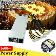 1600W 160-240V Miner Power Supply, Dedicated Mining Power Supply with 10 6Pin Cables Fast Heat Dissipation Server Power Supply for AntMiner S9/T9/S11/D9/L3 Mining Machines
