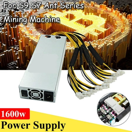 1600W 160-240V Miner Power Supply, Dedicated Mining Power Supply with 10 6Pin Cables Fast Heat Dissipation Server Power Supply for AntMiner S9/T9/S11/D9/L3 Mining Machines