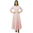 thumbnail image 1 of Bimba Women's 3/4 Sleeve Summer Cotton Maxi Dress Drawstring Waist, 1 of 6