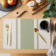 thumbnail image 2 of Sage Green Vintage Placemats Set of 8, Geometric Stripes Simple Lines Placemats for Dining Table, Place Mats for Kitchen Tabletop, Waterproof Wipeable Dining Table Mats Set, 2 of 9
