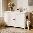 thumbnail image 3 of TIMHAKA Cat Litter Box Enclosure, Multi-Functional Hidden Cat Litter Box Furniture Cabinet, White, 3 of 9