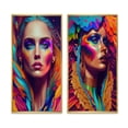 thumbnail image 2 of Designart "Dynamic Feather-Adorned Woman Portrait II" Woman Avant-Garde Framed Wall Art Set Of 2 - Multicolor Fashion Framed Wall Art Set Of 2, 2 of 7